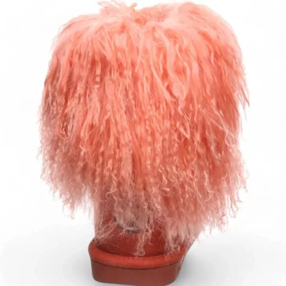 Bearpaw Boo Raspberry Pink Shearling Wool Line Curly Lamb Fur Mongolian Boots 8 - Picture 6 of 8